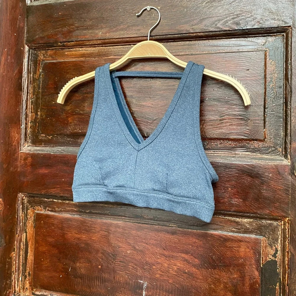 ALO Yoga Blue Cross-Back Sports Bra